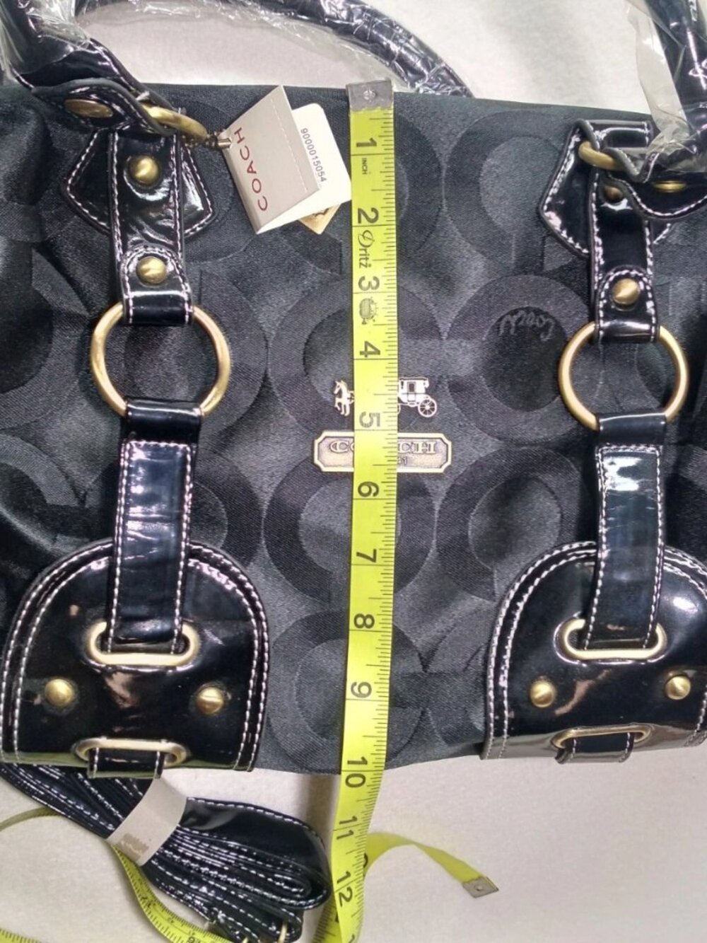 Vintage Authentic Coach Satchel with Removable Strap Leather Trim New with Tags - Picture 9 of 12